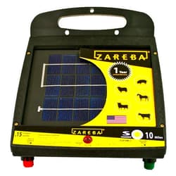 Zareba Solar Powered Electric Fence Charger - ESP10M-Z - 10 Mile Solar Powered Electric Fence Energizer, Low Impedance, Contain Animals and Keep Out Predators