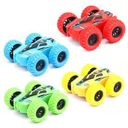 DqsWko Double-Sided Pull Back carsr. Friction Cars for Kids ，Vibration inertial car. Toy Pull Back car. Big tire Four-Wheel Drive Toy car for Boys and Girls（4pcs）