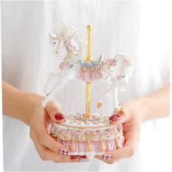 LOVE FOR YOU Gift Wrapped Music Box Carousel Horse European Style Musical Decoration for Girls and Women Kids Sister Daughter Mom Grandma Birthday Presents Christmas Twinkle Twinkle Little Star