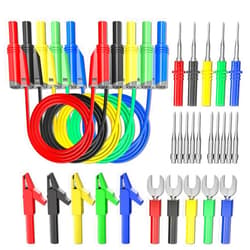 Goupchn 5PCS Banana Plug Silicone Test Leads Kit 4mm Fully Insulated Safety Shrouded Stackable Banana Plug with Alligator Crocodile Clips Test Fork Back Probe Pins for Multimeter