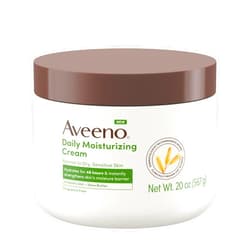 Aveeno Daily Moisturizing Cream with Prebiotic Oat & Shea Butter, Body, Face & Hand Cream for Normal to Dry, Sensitive Skin Hydrates for 48 Hours, Fragrance Free & Non-Comedogenic, 20 Oz