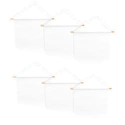 SOUJAP 6 Pcs Blank Canvas Banners, 13 x 13.7 Inch Pin Wall Display Banners with Wooden Dowel and rope, White Canvas Banners Flags for Decorating, DIY