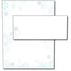 Desktop Publishing Supplies Beautiful Winter Blue Snowflakes Letterhead & Envelopes - 40 Sets - Christmas Stationery with Envelopes for Letters, Flyers, and Holiday Greetings