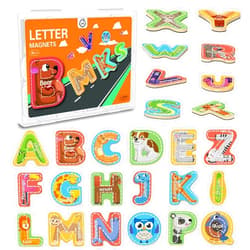 Ancistro Magnetic Letter, Thickened Wooden ABC Alphabet Fridge Magnets for Toddlers 1-3, Large Cute Animal Magnet Learning Toys Set for Kids Ages 2 4 5 Years Old Preschool Learning & Educational