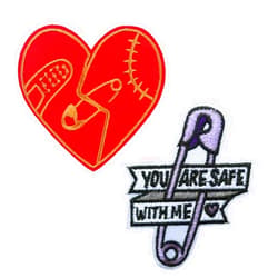 KLORIZ 2 PCS Sew The Heart and Safety You are Safe with Me Embroidered Iron On/Sew On Patches Doctor Nurse Patch Appliques