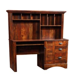 Sauder Harbor View Home Office Computer Desk with Hutch, Keyboard Tray, in Curado Cherry