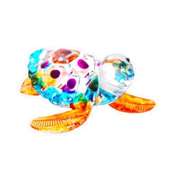 PISIT YEE Hand Blown Art Glass, Sea Turtle Miniature Animals Collection, Dollhouse Miniatures, Art Glass Blown Animal. (Blue/Brown/Purple)