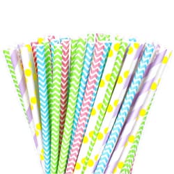 Whaline 5 Designs Easter Paper Straws 100Pcs Dot Wave Pattern Spring Disposable Paper Straws Purple Green Yellow Blue Pink Drinking Straws for Juices Shakes Baby Shower Birthday Easter Party Supplies