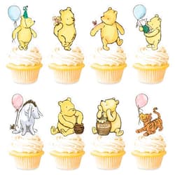 BLUEGALA 48 Pcs Winnie Baby Shower Cupcake Toppers for Classic Birthday Party Supplies Cute Winnie Cake Topper for Baby Shower Decorations