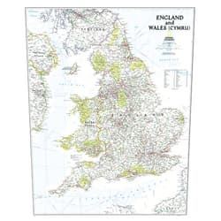 National Geographic Maps National Geographic England and Wales Wall Map - Classic - Laminated (30 x 36 in) (National Geographic Reference Map)