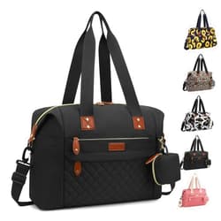 Pritent Diaper Bag Tote, Baby Bags with Pacifier Case, Shoulder Straps, Stroller Clips, Waterproof Mommy Bag - Medium, Black