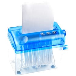 JIKIOU Mini Hand Shredder Portable Paper Shredder Manual Shredder Documents Paper Cutting Tool Home Office Desktop Stationery Christmas Birthday Gift Blue
