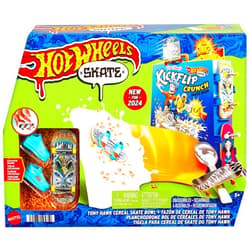 Hot Wheels Skate Tony Hawk Cereal Bowl Fingerboard Set, 1 Exclusive Board & Pair of Removable Skate Shoes, Storage for up to 4 Boards & 4 Pairs of Shoes