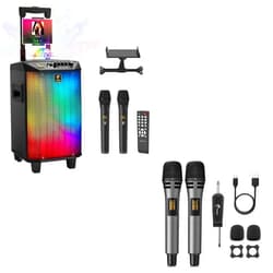 TONOR Wireless Karaoke Machine for Adults K20, Bundle with UHF Dual Wireless Microphones TW320 Grey
