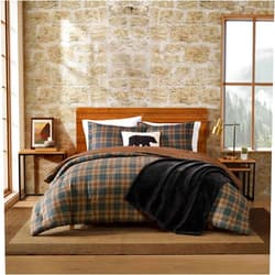 Eddie Bauer - King Comforter Set, Soft & Smooth Printed Bedding with Solid Reverse, 3 Piece Bed Set with Matching Pillowcases (Huntley Plaid Brown)