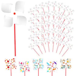 Sabary 148 Pcs Spring Crafts Color Your Own Paper Pinwheel White Blank Paper Pin Wheels with Crayons DIY Wind Spinners Bulk Crafts for Kids Easter School Work Home March Craft Activities