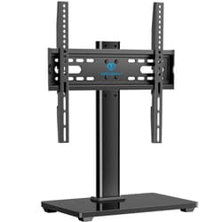 PERLESMITH Universal TV Stand - Table Top TV Stand for 32-60 inch LCD LED TVs - Height Adjustable TV Base Stand with Tempered Glass Base & Wire Management, VESA 400x400mm PSTVS04