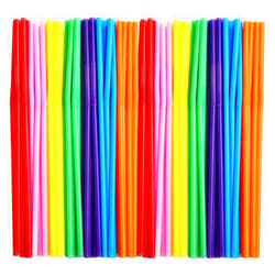 ALINK 100pcs Assorted Colored Plastic Disposable Drinking Straws, 10.2 inch Long Bendy Party Straws