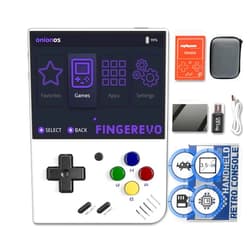 FINGEREVO Miyoo Mini Plus OnionOS Handheld Game Console 3.5-inch 640*480 Screen 3000mAh Miyoo-Mini+ with Portable Case White