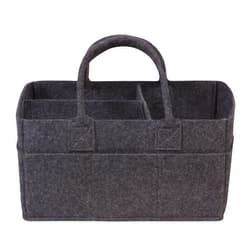Sammy & Lou Diaper Caddy Organizer - Collapsible Tote Bag with Handles - Organizer for Diapers, Wipes & Baby Changing Supplies - Felt Storage Organizing Bin for Car, Desk, Nursery (Charcoal Grey)
