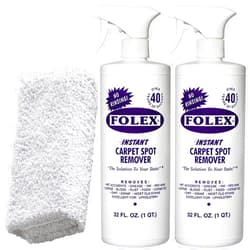 FOLEX 2 Bottles of FOLEX Instant Carpet Spot Remover + 1 Daley Mint Cleaning Cloth | Instant Rug, Upholstery, and Spot Carpet Stain Remover Kit, 32oz