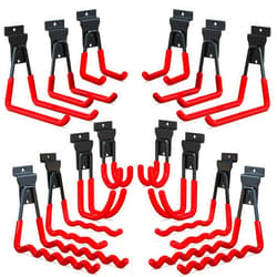 3-H Slatwall Accessories 14 Pack, Slatwall Hooks & Hangers 7 Sizes, Slat Wall Hanging Hooks, Proslat Accessories for Garage Wall Panels Organzing Garden Tools Chairs Ladder(Red)