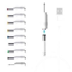 LANMU DC 5V Power Cord, USB to 5V DC Power Cable Charging Cord with 9 Adapters (6.4 * 4.4mm, 6.3 * 3.0mm, 5.5 * 2.5mm, 5.5 * 2.1mm, 5.5 * 1.7 mm, 4.8 * 1.7 mm, 4.0 * 1.7 mm, 3.5 * 1.35 mm, 2.5mm)