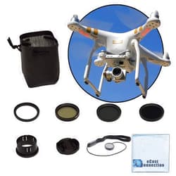ECostConnection 37MM Filter Kit for DJI Phantom 3 Series Drones. Kit Includes: CPL, ND4, ND8, UV, Lens Cap, Cap Keeper + eCostConnection Microfiber Cloth