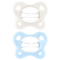 Chicco PhysioForma® Dual Soft One-Piece Orthodontic Silicone Pacifier for Babies 2-6 Months | BPA & Latex Free | Reusable Case | Pearl/Sky, 2pk