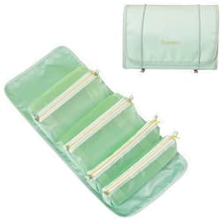 MONEBI JOYBOS 4-In-1 Detachable and Foldable Makeup Bag, Waterproofed Cosmetic Mesh Bag, Suitable for Travel Cases, Green