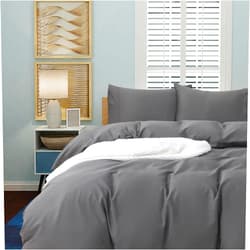 Bedlifes Cotton Duvet Cover Queen Size-100% Cotton Egyptian Cooling Comforter Cover 800 Thread Count Ultra Soft Like Linen with Zipper Closure and 8 Corner Ties(Dark Gray,90×90 Queen)