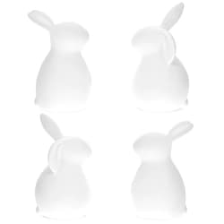 Gerrii Set of 4 Ceramic White Rabbit Statue Easter Decorative Bunny Figurine Small Ceramic Bunny Decorations Porcelain Easter Rabbit Decor for Art Garden Wedding Decor, 5 x 3 Inch