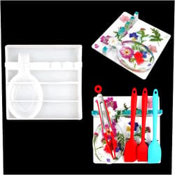 Rolin Roly Spoon Storage Resin Mold Holder Epoxy Mould Multiple Utensil Rest Silicone Molds Kitchenware Organizer Casting Moulds for Kitchen Home Decoration (silicone kitchen tray mold)