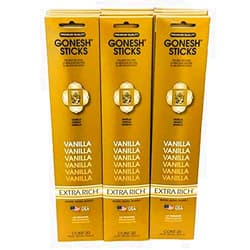 Gonesh Incense Sticks Extra Rich Collection: Vanilla 12 Pack (20 Sticks/Pack)
