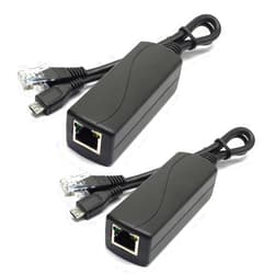 ANVISION 2-Pack Active 5V 2.4A PoE Splitter Adapter IEEE 802.3af Compliant Micro USB 48V to 5V/2.4A for Tablets, Dropcam or Raspberry Pi, IPC, IP Camera and More