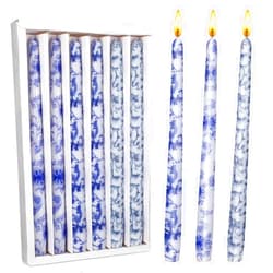 Nuanchu 6 Pcs Chinoiserie Taper Candles 10 Inch Blue and White Decorative Candlesticks Religious Advent Candles for Home Church Wedding Party