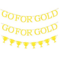 CANIPHA 3Pcs Sports Decorations, Golden Shiny Banner Sports Party Decorations Champion Banners, Suitable for Sports Events Such As The European Cup Champion Themed Party Decorations Champion Party Supplies