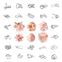 RLYLF ﻿RLYLF 30Pcs Brain Teaser Puzzles for Puzzle Games Educational Toys Mind Puzzles Wooden and Metal Puzzles 3D Puzzles Unlock Interlock IQ Puzzles Box