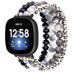 CAGOS Bracelet Compatible with Fitbit Versa 4 Bands/3/Sense/Sense 2 for Women, Handmade Beaded Elastic Replacement Wristband for Versa 2/1/Lite Watch/Special Edition Watch