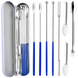 LANDNEOO 8 Piece Capsule Filling Machine Kits for Empty Pill Capsules Filler, Home & Lab Supplies - Micro Tiny Spoon Spatula, Lab Scoop Filling Tray, Herb Powder Tamper Tool, Gel Capsules Size #000 00 0 1 2 3