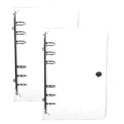 LKERLAN FUKQVOD Pack of 2 Transparent Soft PVC 6-Ring Binder Cover w/Snap Button Closure for 6 Hole Planner Pages Refill Insert (White)