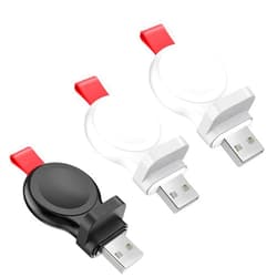 I.VALUX 2Pack White and 1 Pack Black Apple Watch Charger, Portable Magnetic iWatch Charger USB Fast Compatible for Apple Watch Series 7 6 5 4 3 2 1,41 45 44 42 40 38 SE Nike+ Cordless Watch Charger for Travel
