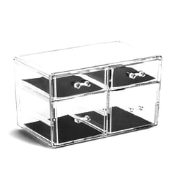 BINO | 4 Drawer Makeup Organizer | Columbus Avenue | THE MANHATTAN SERIES | Makeup Drawer Storage | Cosmetic Organizer | Plastic Vanity | Organizer Clear Makeup Organizers And Storage Cases | Acrylic