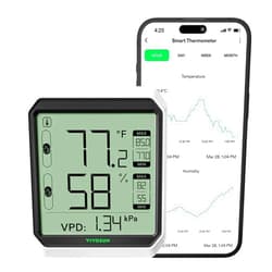 VIVOSUN AeroLab THB1 Wireless Bluetooth Hygrometer Thermometer Indoor, Smart Temperature Monitor, VPD, Digital Humidity Meter, LCD Remote Control & Alert, Data Storage, Dual Channels, Battery Included