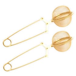 Luckyiren Snap Tea Ball Infuser with Handle; Premium Stainless Steel Fine Mesh Screen Tea Strainer Filters Colander Cullender Sieve Infusion Steeper Maker for Loose Leaf Tea Herbs, 2 Pieces, Golden
