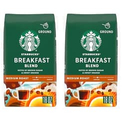 Starbucks Breakast Blend Medium Roast Ground Coffee, 18 Ounce (Pack of 2)