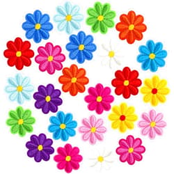 PAGOW 24 Pcs Flower Iron on Patches, Cute Daisy Flower Applique Patch, Sew On Embroidered Applique Sewing Patches for Bags, Jackets, Jeans, Clothes DIY Patches, 1.57x1.57inch (W*H), 12 Colors