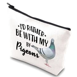 WZMPA Pigeon Themed Cosmetic Bag Pigeon Lover Gift I'd Rather Be With My Pigeons Makeup Zipper Pouch Bag Animal Lover Gift (With My Pigeons)