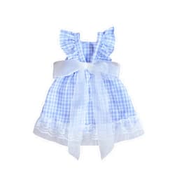 QWINEE Dog Dress Bowknot Cat Princess Dresses Mesh Puppy Dress Skirt Tutu Dog Shirt Clothes for Small Medium Dogs Cats Kitten Girls Blue Plaid S