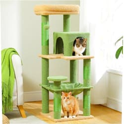 Bed Bath & Beyond 5-Level Cat Tree with Hammock, Condo, Top Perch & 4 Scratching Post Green